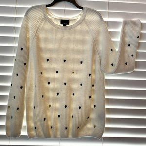 Knit Crew-neck Sweater with heart pattern L